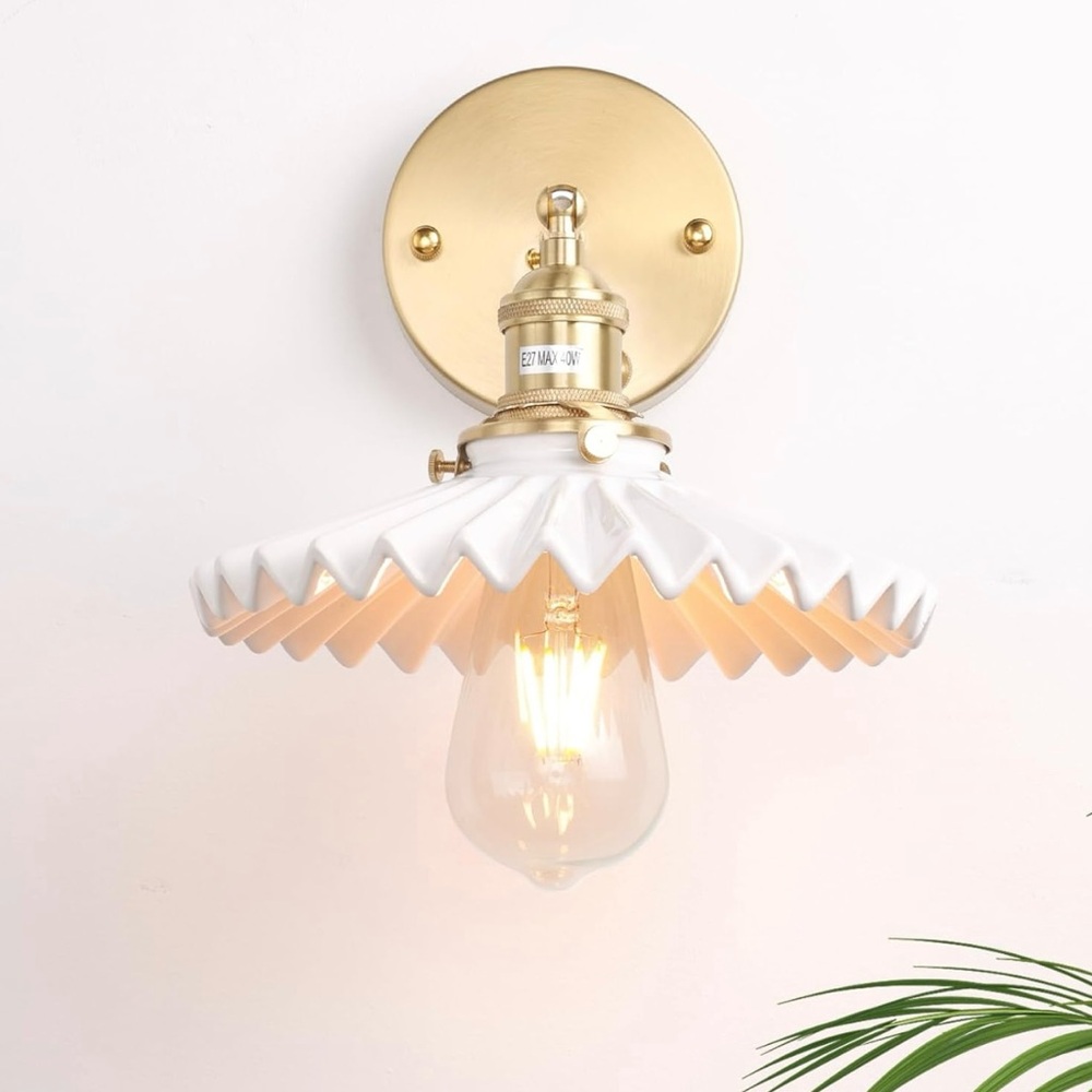 Elegant White and Gold Wall Lantern